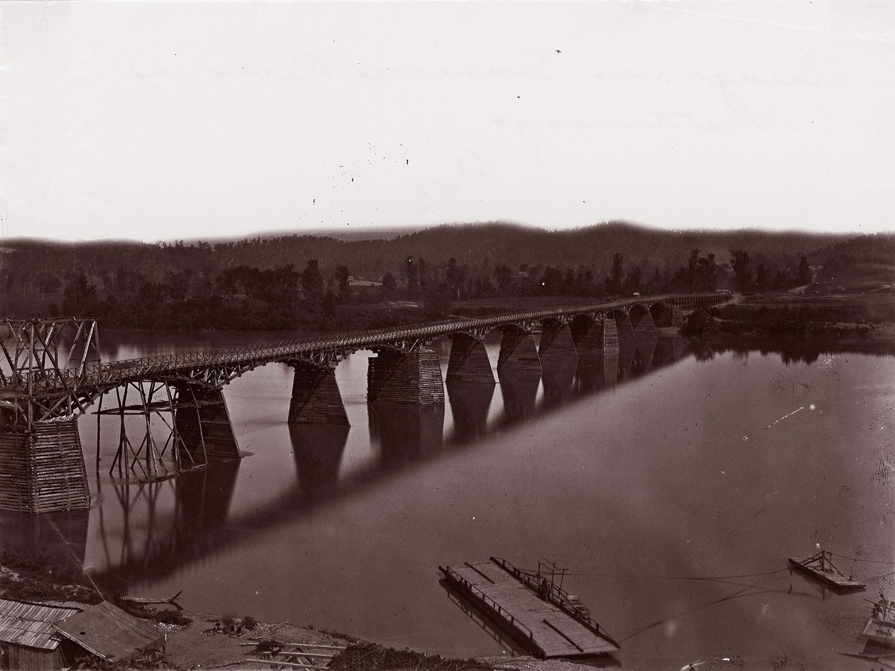 Bro över Tennessee River vid Chattanooga, ca. 1864. av George N. Barnard