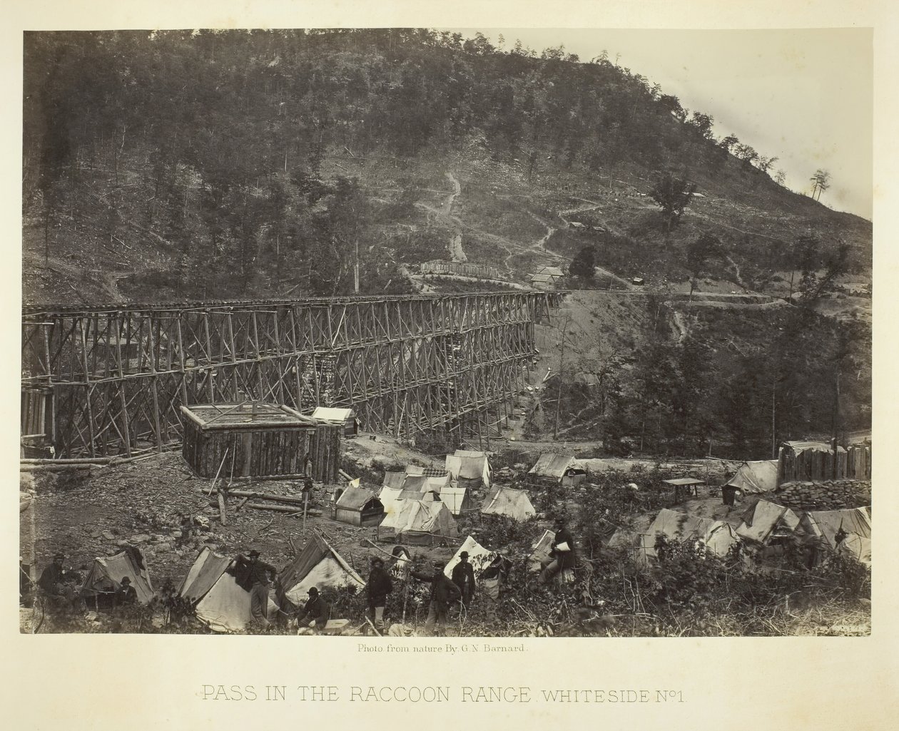 Passera i Raccoon Range, Whiteside nr 1, 1864. av George N. Barnard