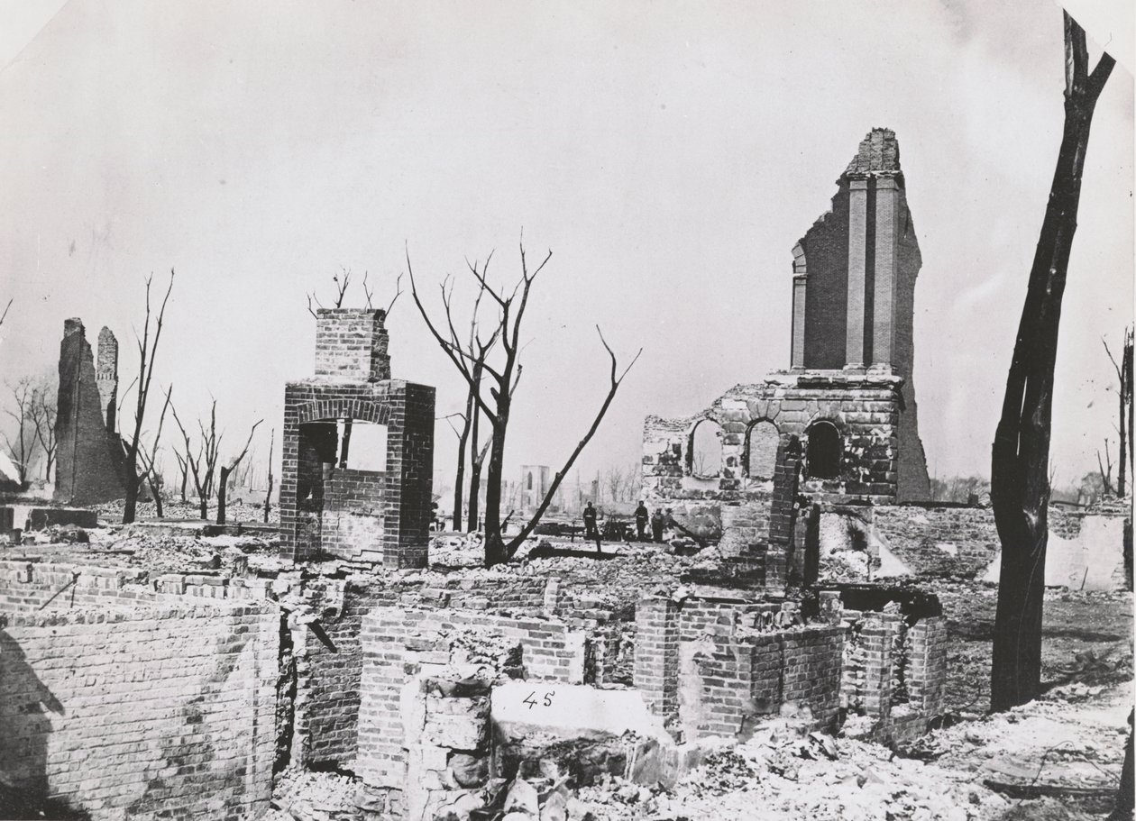 Ruinerna av Chicago Historical Society-byggnaden efter den stora branden i Chicago, 1871 av George N. Barnard