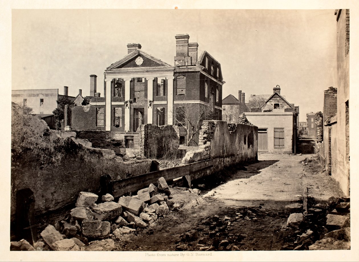 Ruinerna av Pinckney Mansion, Charleston S.C av George N. Barnard