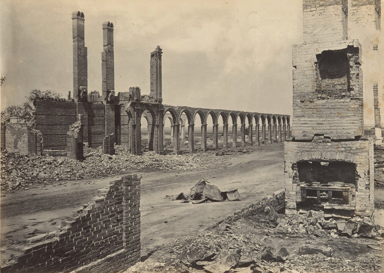 Ruinerna av R.R. Depot, Charleston, South Carolina, 1860-talet. av George N. Barnard