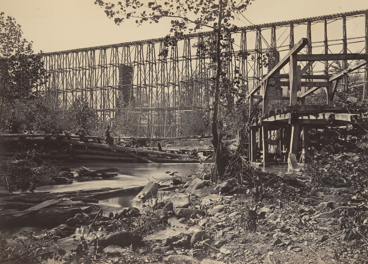 Trestle Bridge vid Whiteside, 1860-talet. av George N. Barnard