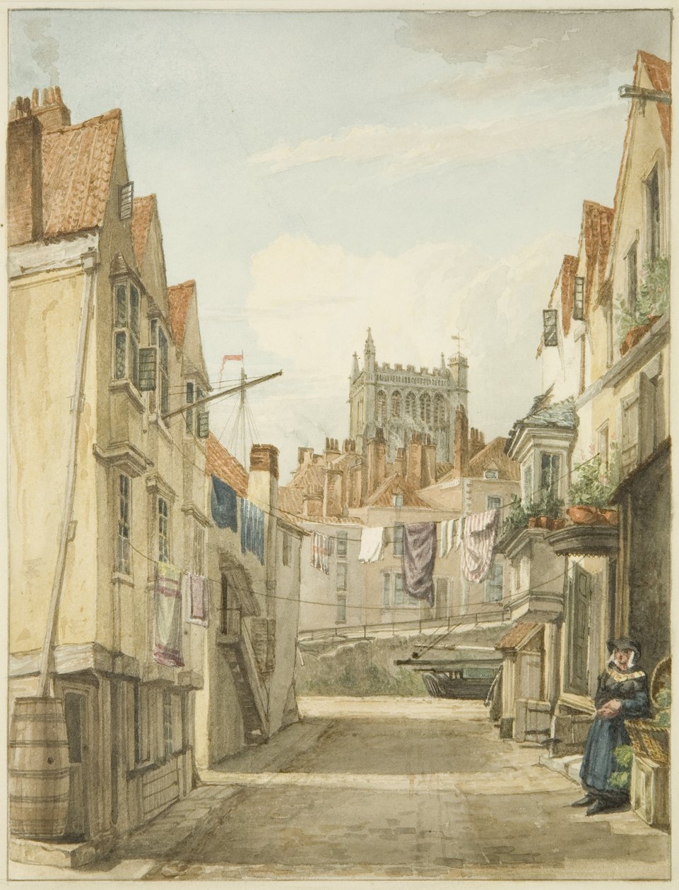 Aldersey Lane (penna och akvarell på papper) av George Orleans Delamotte