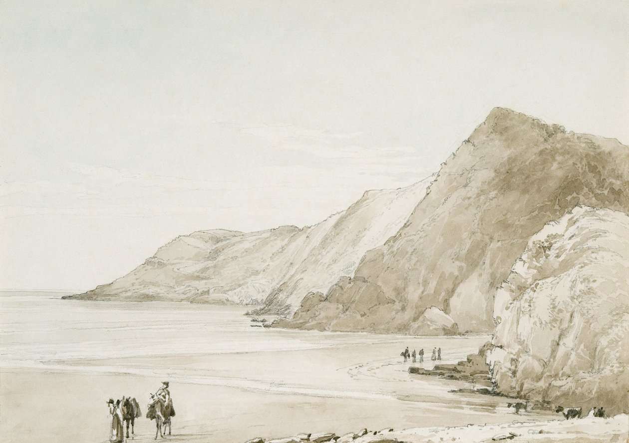 Caswell Bay (akvarell  blyerts på papper) av George Orleans Delamotte