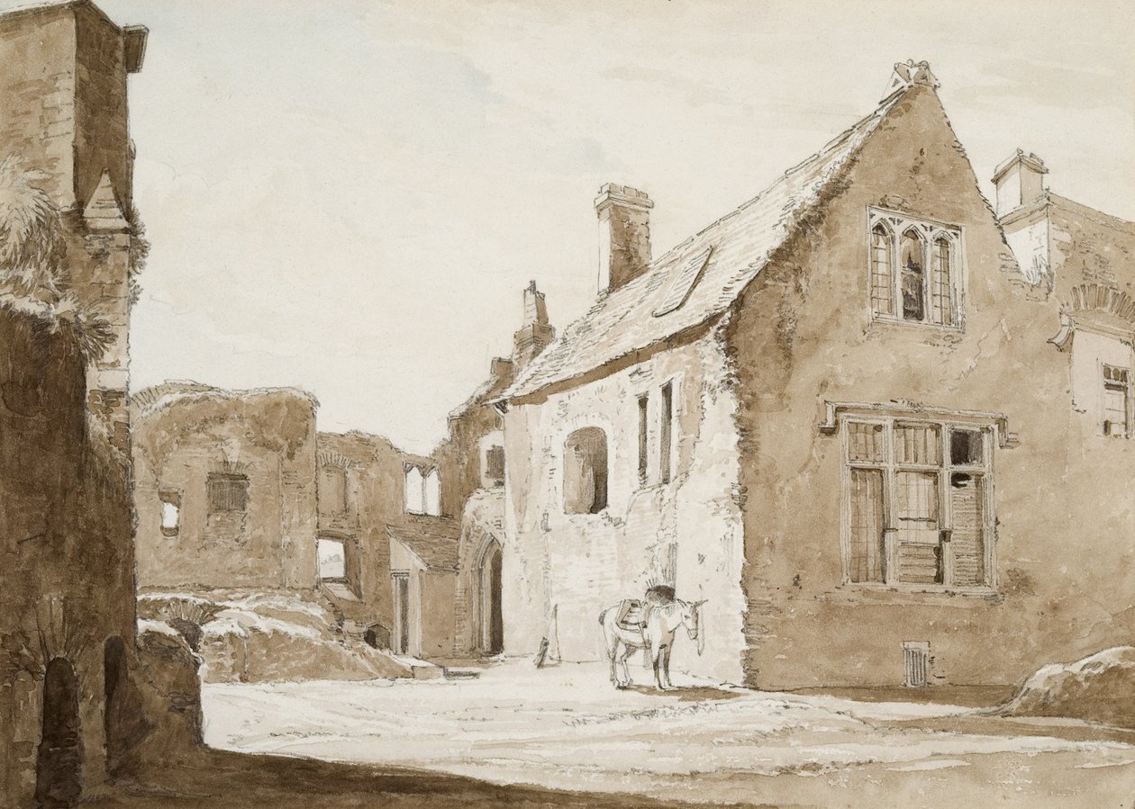 Place House, Swansea (sepiatvätt  blyerts på papper) av George Orleans Delamotte