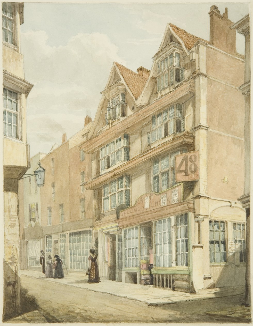 South Side, Wine Street (penna och akvarell på papper) av George Orleans Delamotte