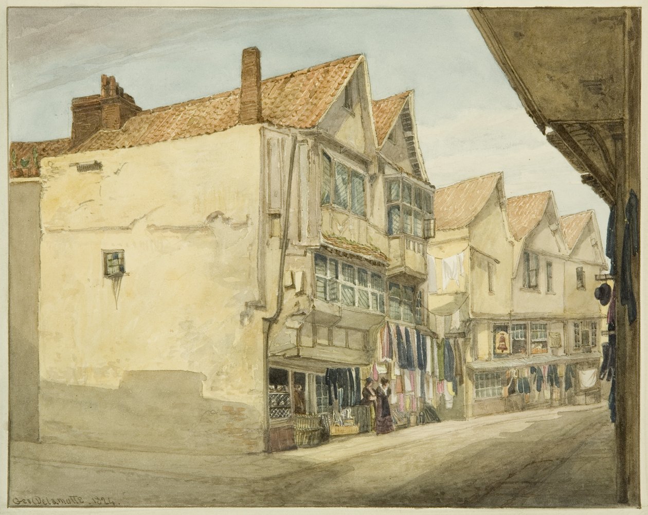 The Pithay (penna och akvarell på papper) av George Orleans Delamotte