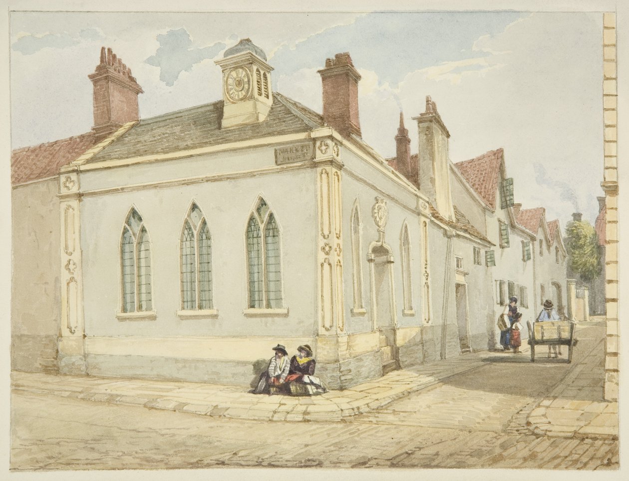 Trinity Chapel and Almshouse (penna och akvarell på papper) av George Orleans Delamotte