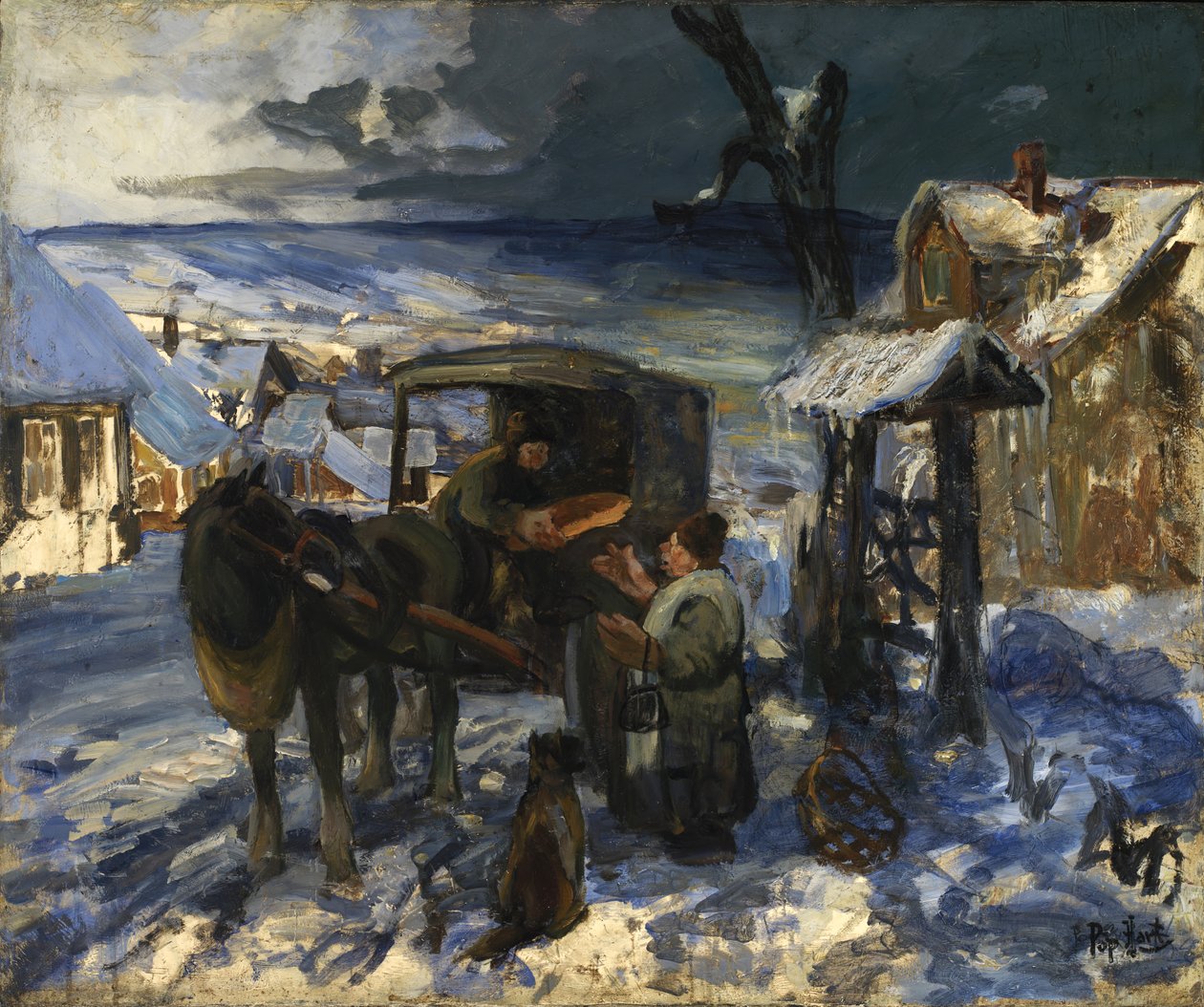 Village Scene, sent 1800-tidigt 1900-tal. av George Overbury Hart