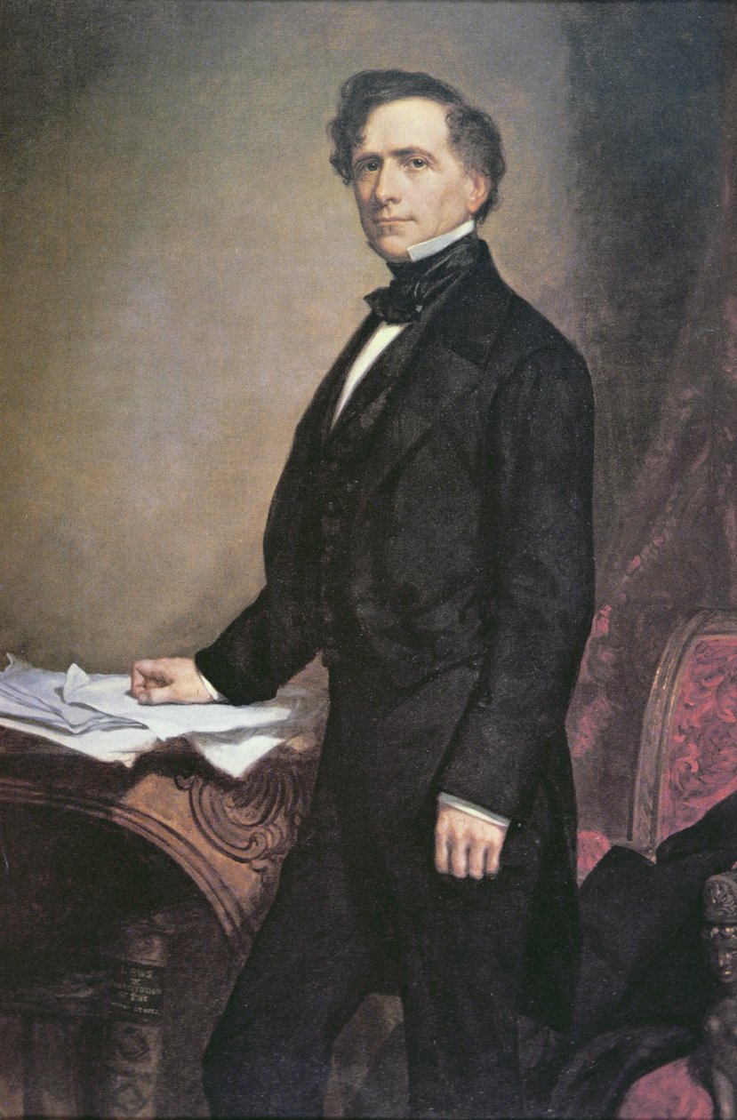 Franklin Pierce (1804-69) (lito i färg) av George Peter Alexander (after) Healy