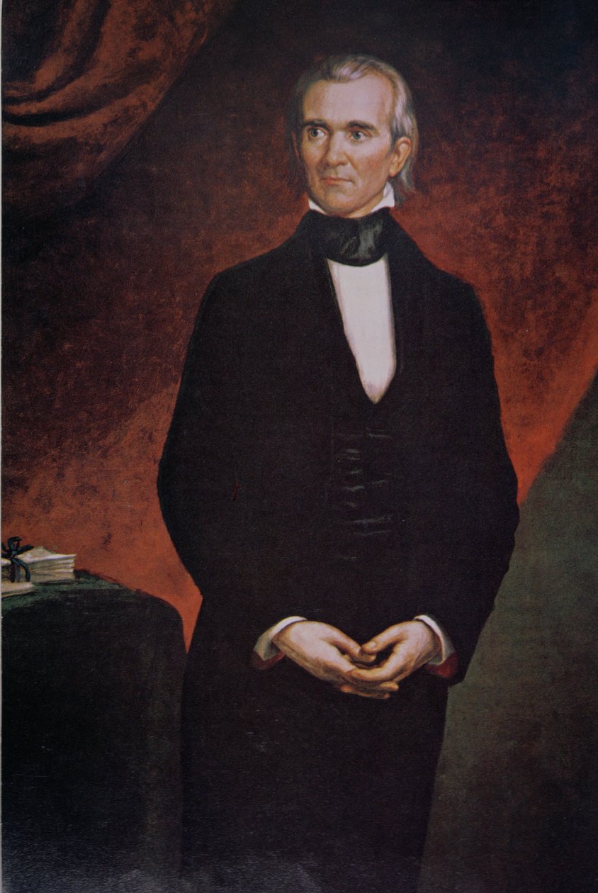 James Knox Polk (1795-1849) (lito i färg) av George Peter Alexander (after) Healy