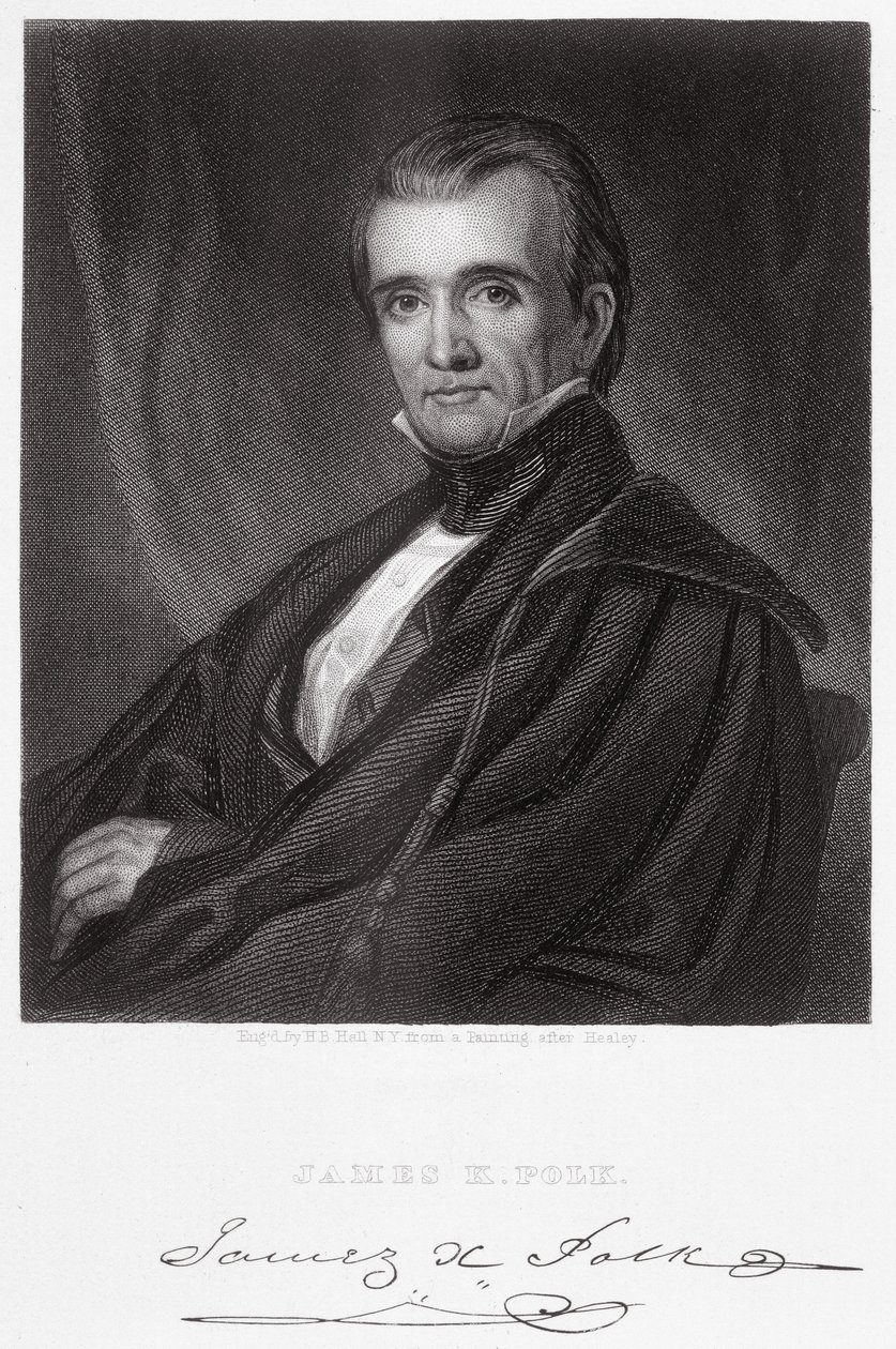 James Knox Polk, graverad av Henry Bryan Hall (1808-84) av George Peter Alexander Healy
