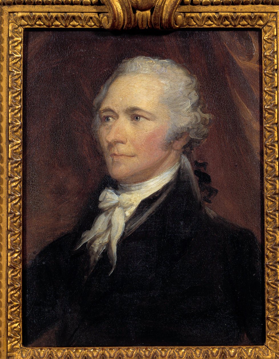 Porträtt av Alexander Hamilton (1757-1804) USA:s finansminister Målning av George Healy (1808-1894) 1800-talets sön. 0,25x0,2 m - Porträtt av Alexander Hamilton (1757-1804), finansminister i USA. Målar av av George Peter Alexander Healy