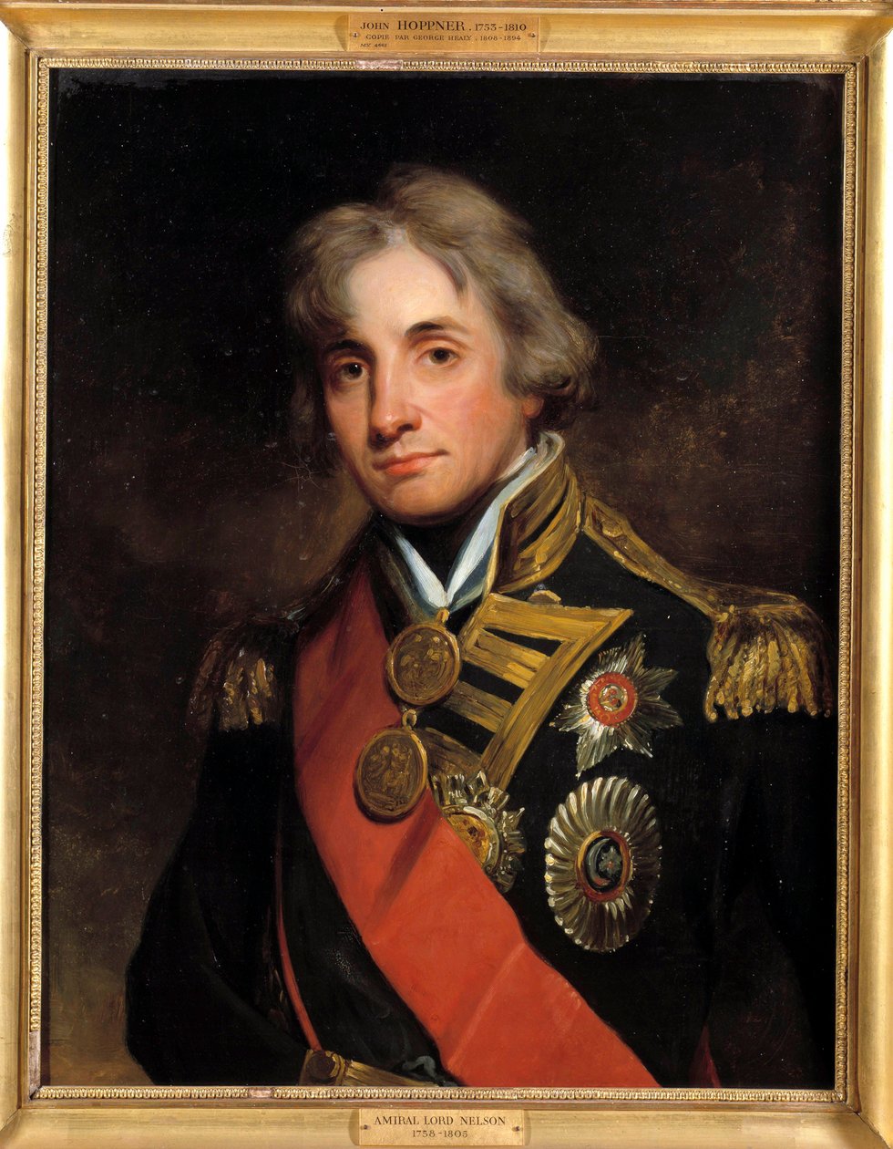 Porträtt av Horatio Viscount Nelson hertig av Bronte (1758-1805) Viceamiralmålning av Georges Healy (1808-1894) 1800-talet. Dim 0,73 x 0,57 m av George Peter Alexander Healy