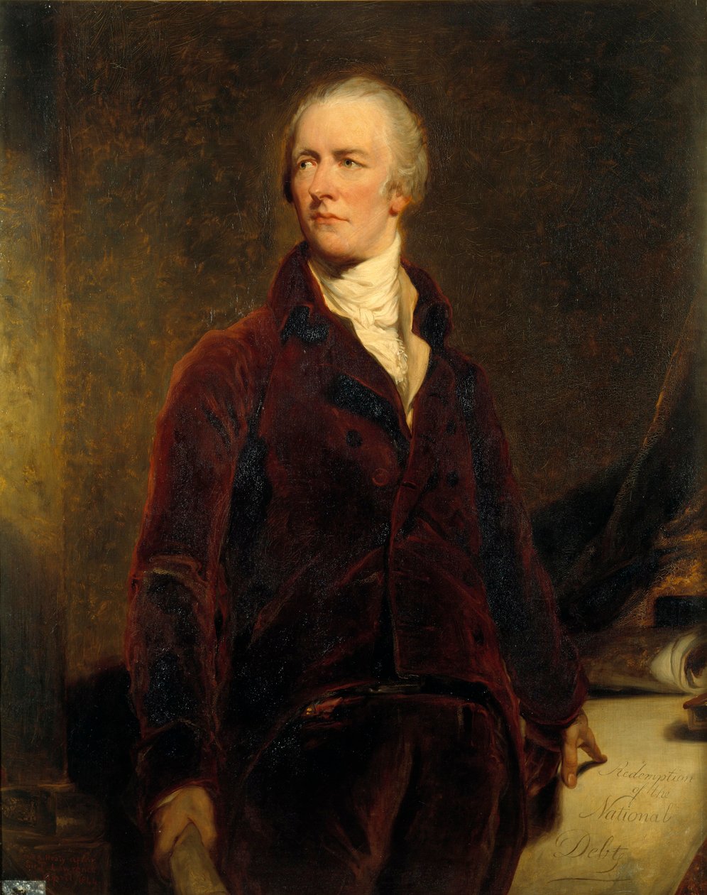 Porträtt av William Pitt (1759-1806) Storbritanniens finansminister Målning av Georges Healy (1808-1894) 1800-talets sön. 1,27x1,02m, efter Sir Thomas Lawrence (1796-1830) av George Peter Alexander Healy