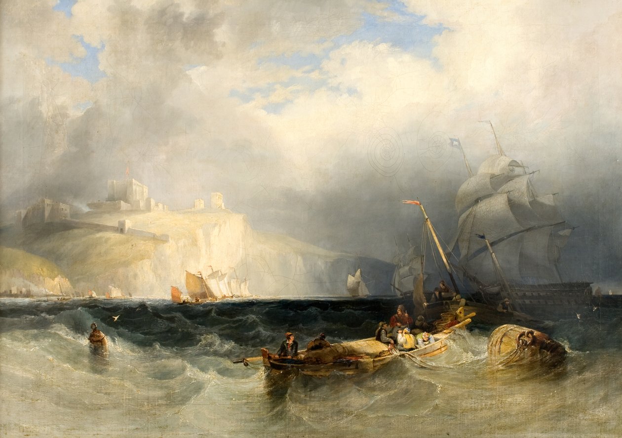 Franska fiskebåtar i en stormvind utanför Dover av George Philip Reinagle