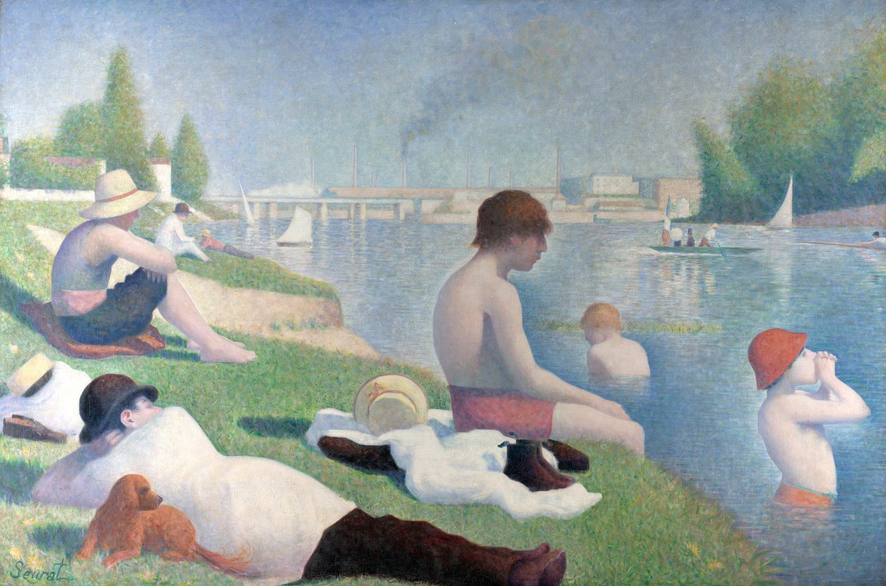 Badande i Asnières Badande i Asnières, 1884 av George Pierre Seurat