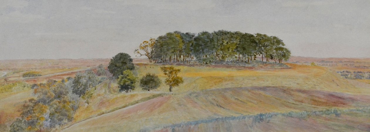 En av Wittenham Clumps eller Sinodun Hills, Berkshire, ca 1870-90 (akvarell) av George Price Boyce