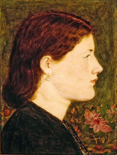Studie av Ellen Smith, huvud och axlar (olja på panel) av George Price Boyce