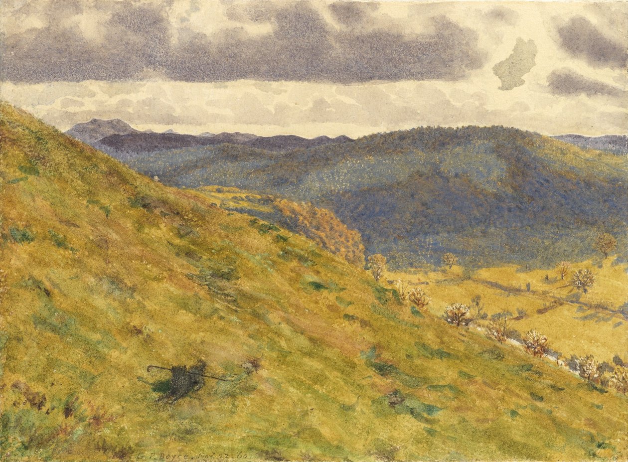 Valley of the Teme, en solig novembermorgon, 1960 (wc på papper) av George Price Boyce