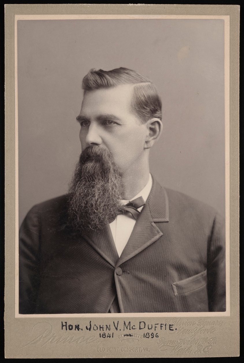 Porträtt av John Van McDuffie 1841-1896, före 1896. av George Prince