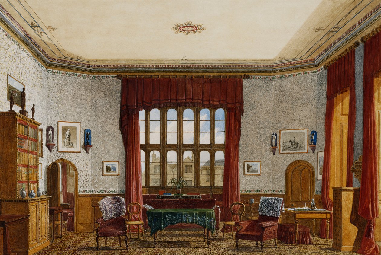 En interiör av ett rum, Christ Church, Oxford, av George Pyne