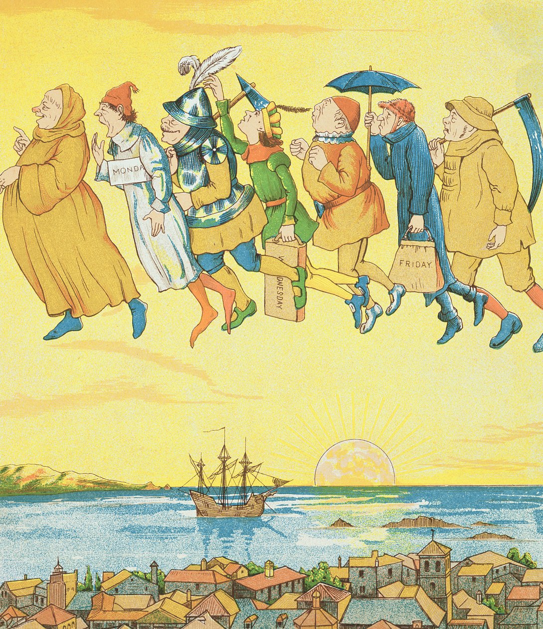 Veckans dagar, illustration från Rumpelstiltskin av George R. Halkett
