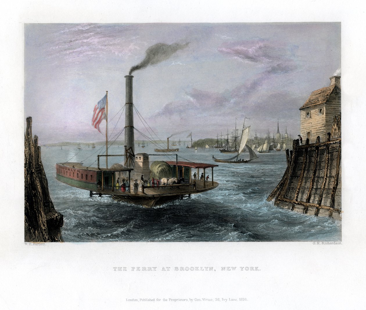 Färjan i Brooklyn, New York, USA, 1838. av George Richardson