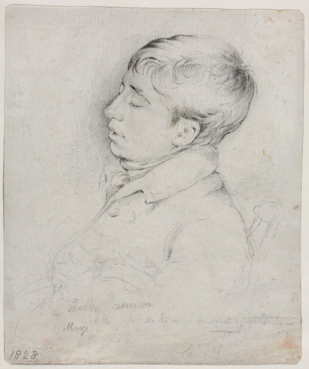 Ett porträtt av Welby Sherman sovande i en stol, 1828. av George Richmond
