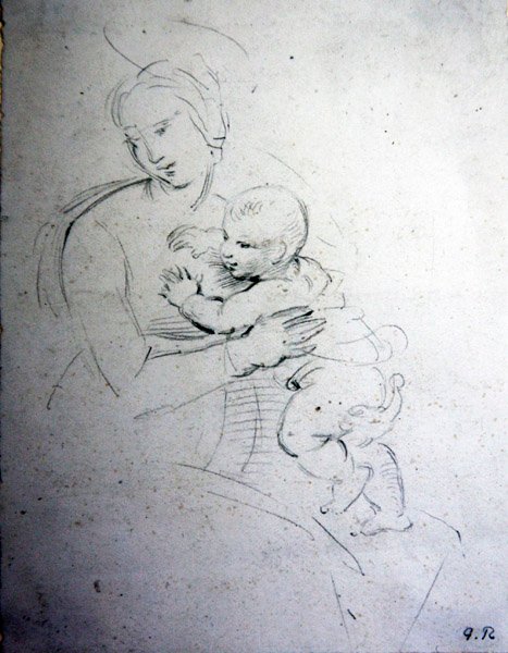 En mor och hennes barn - studera för de gamla av George Richmond