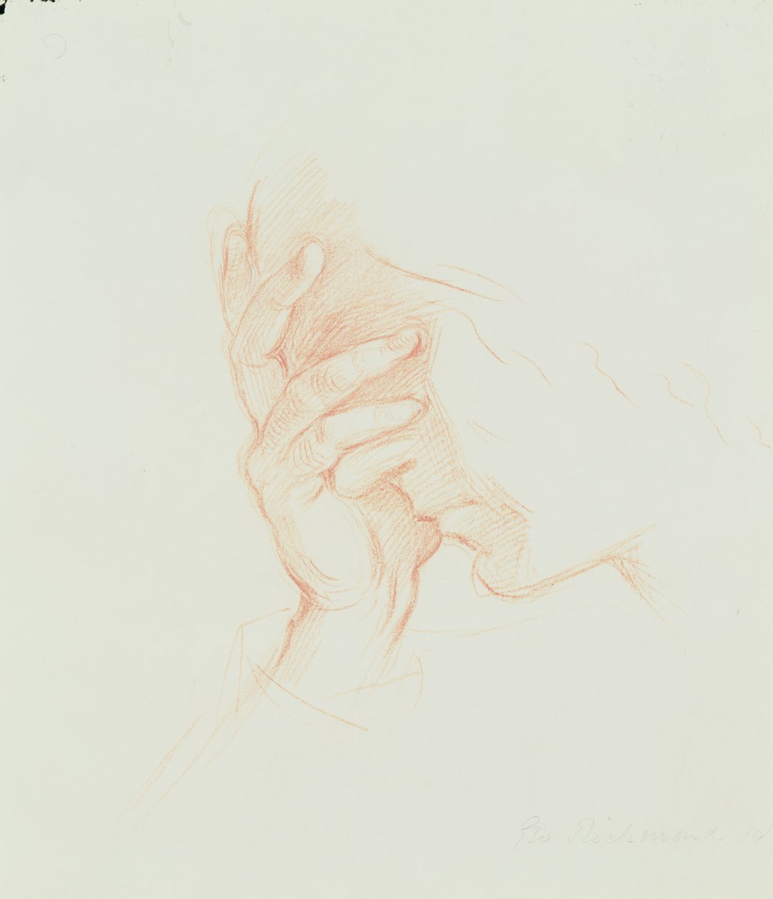 Huvudstudie av en kvinna, ca 1835 (röd krita på papper) av George Richmond