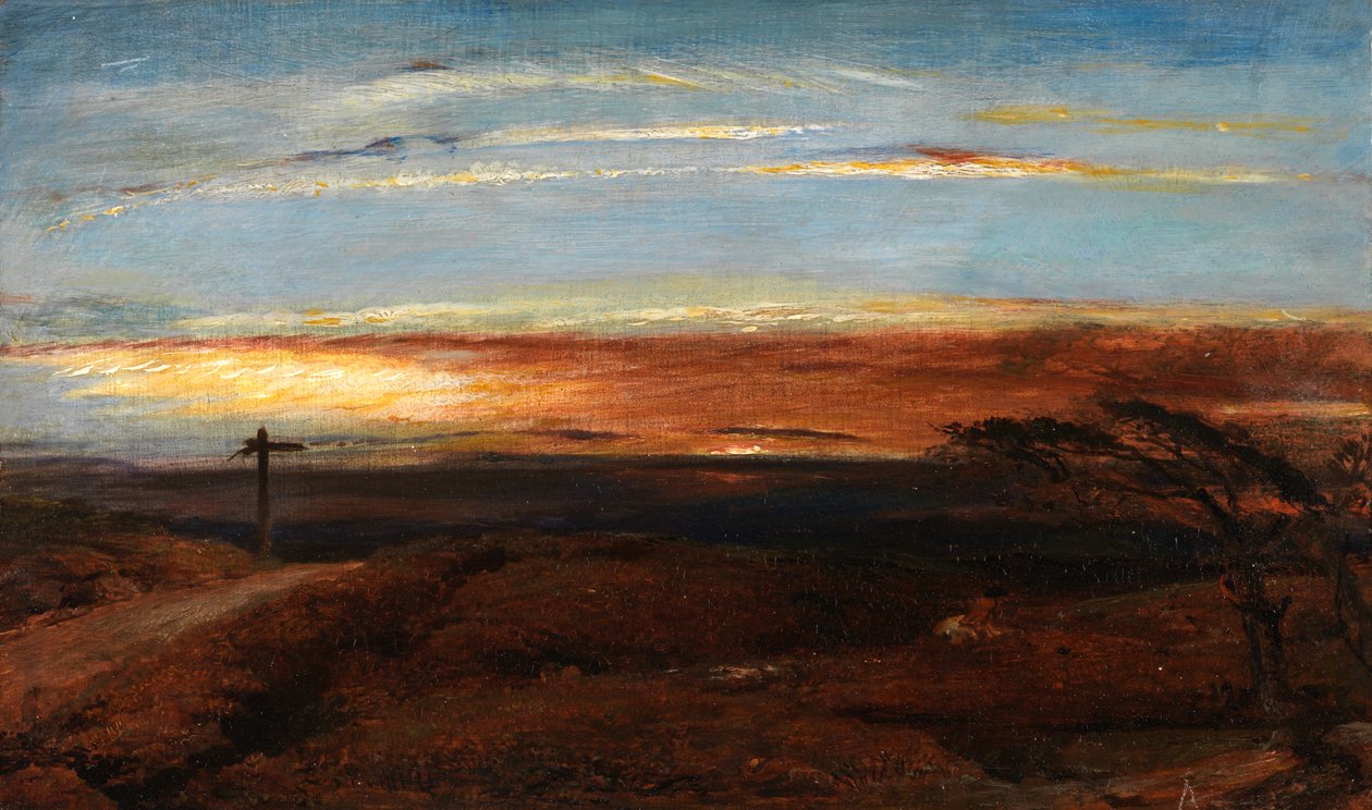 Landskap vid solnedgången av George Richmond