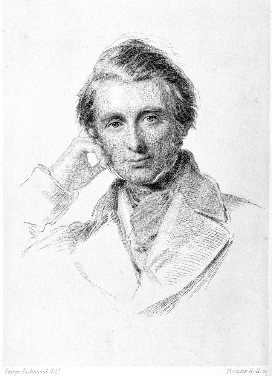 Porträtt av John Ruskin (1819-1900) graverat av Francis Holl (1815-84) av George Richmond