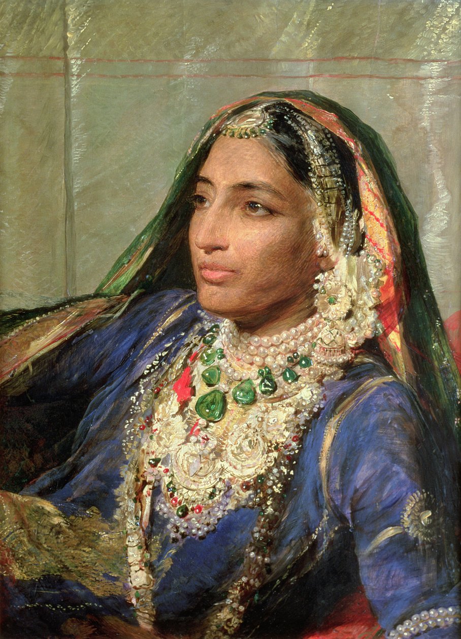 Porträtt av Rani Jindan Singh, i en indisk Sari av George Richmond