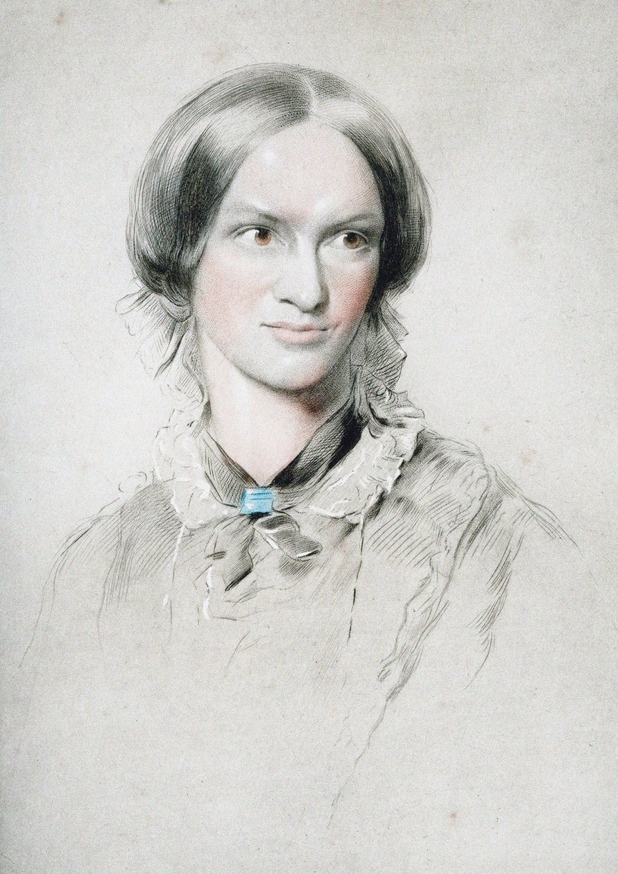Porträtt av författaren Charlotte Brontë 1816-1855, ca. 1850. av George Richmond