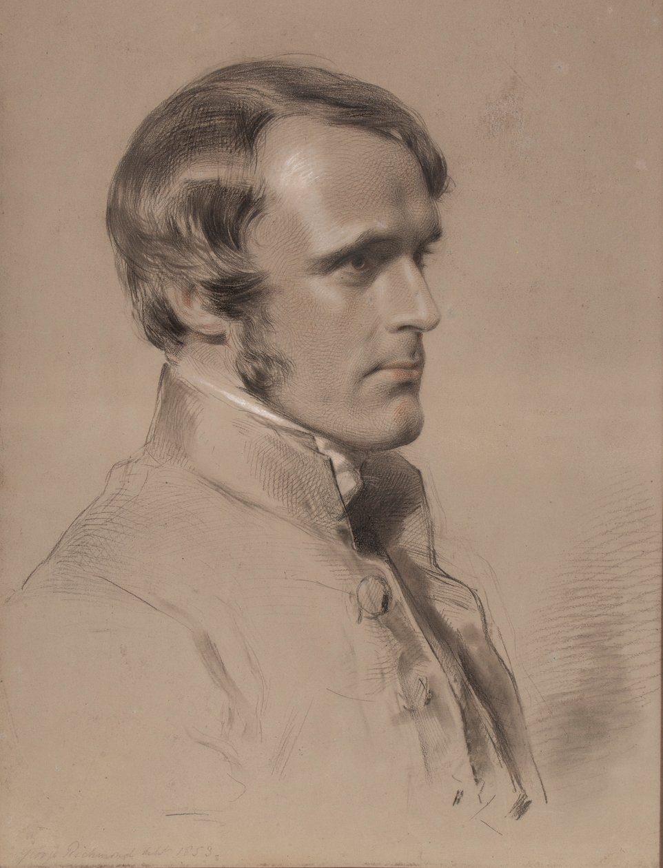 Rev. John Jackson, 1853 (svart, röd och vit krita på papper) av George Richmond