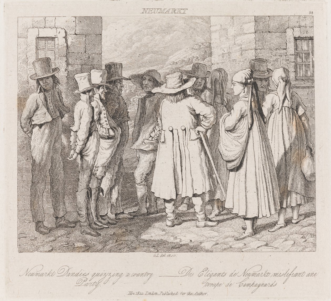 Dandies, Neumarket, ca 1821 (etsning) av George Robert Lewis
