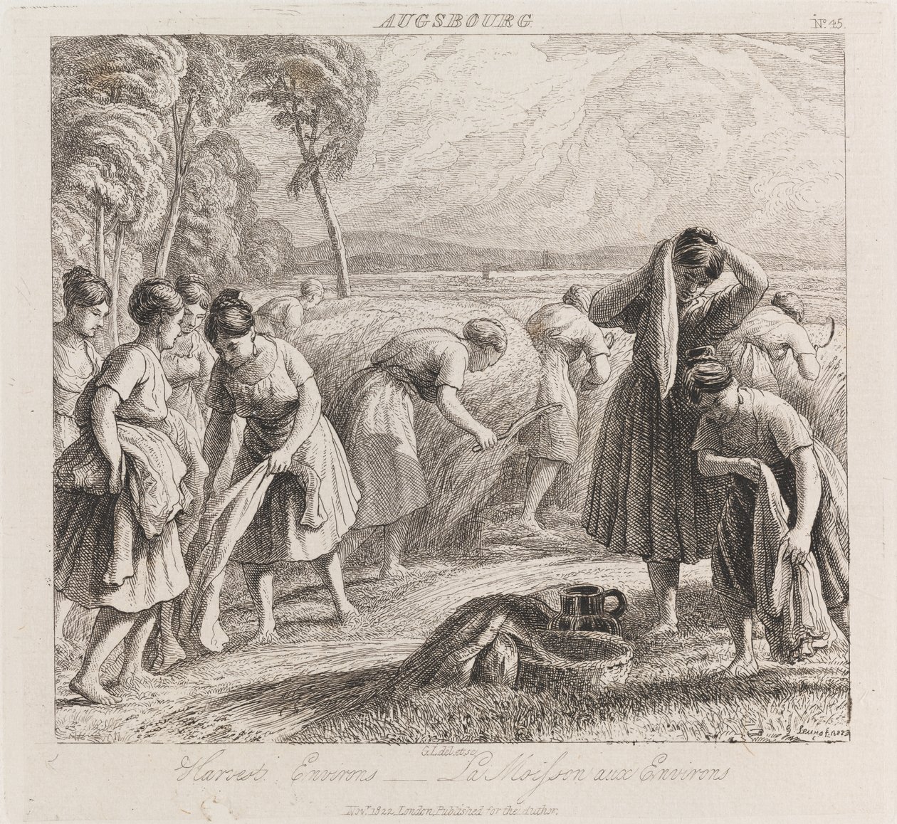 Harvest, Augsbourg, ca 1821 (etsning) av George Robert Lewis