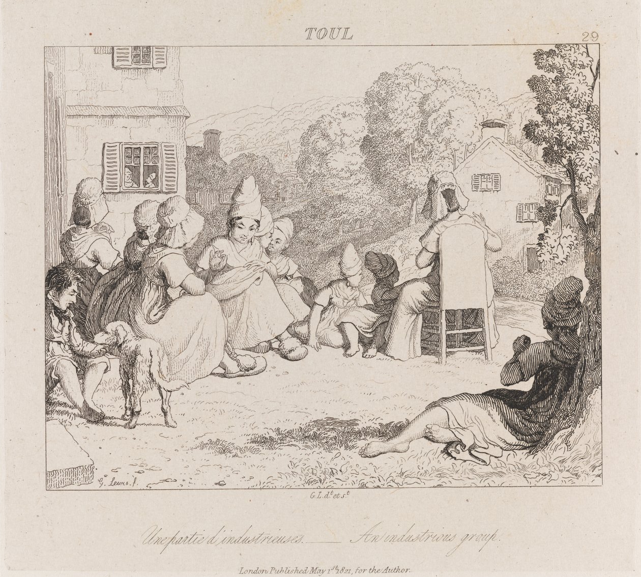 Industrious Group, Toul, ca 1821 (etsning) av George Robert Lewis