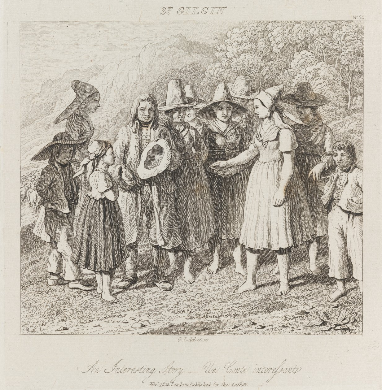 Intressant berättelse, St. Gilgin, ca 1821 (etsning) av George Robert Lewis