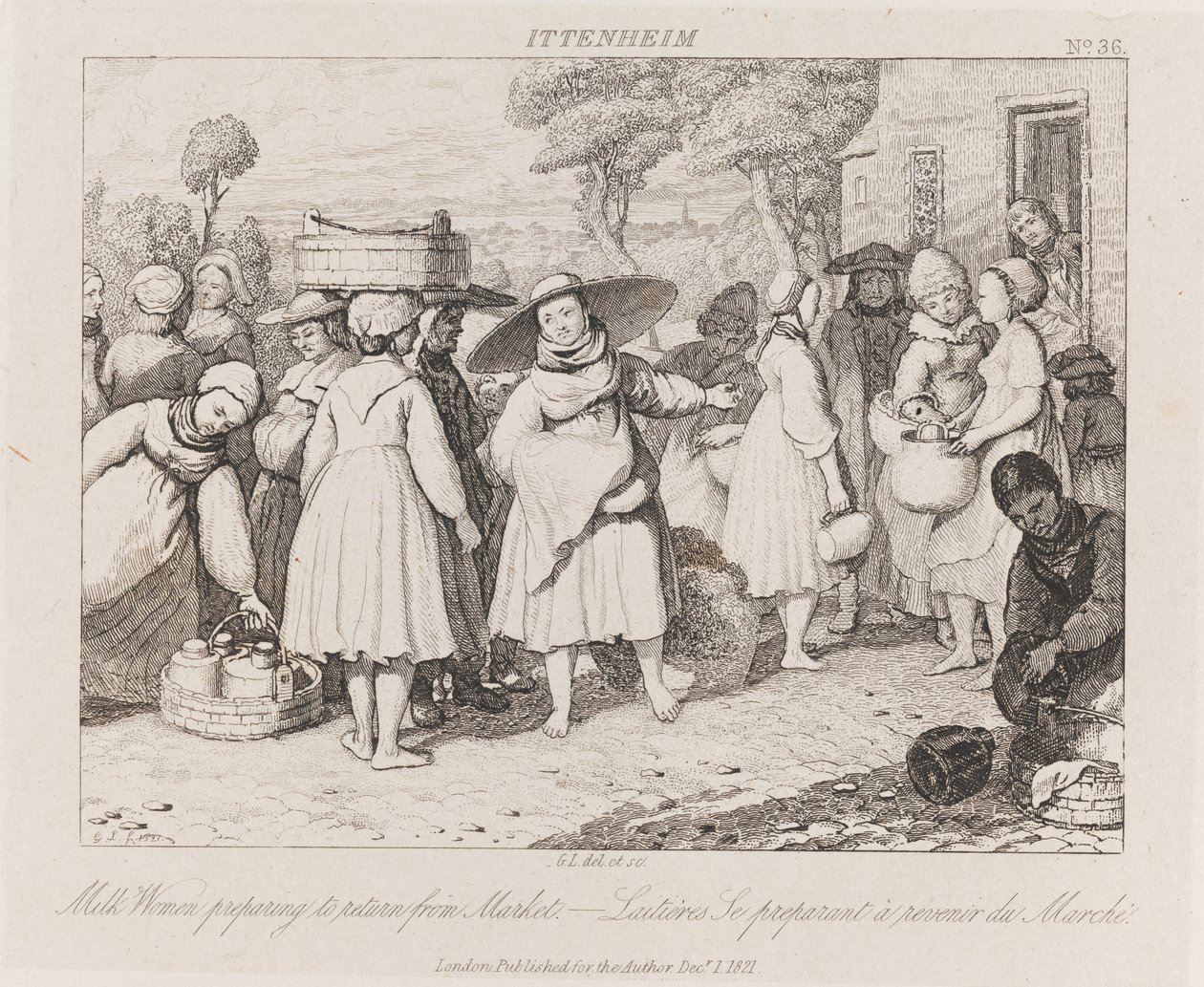 Milk Women, Ittenheim, ca 1821 (etsning) av George Robert Lewis