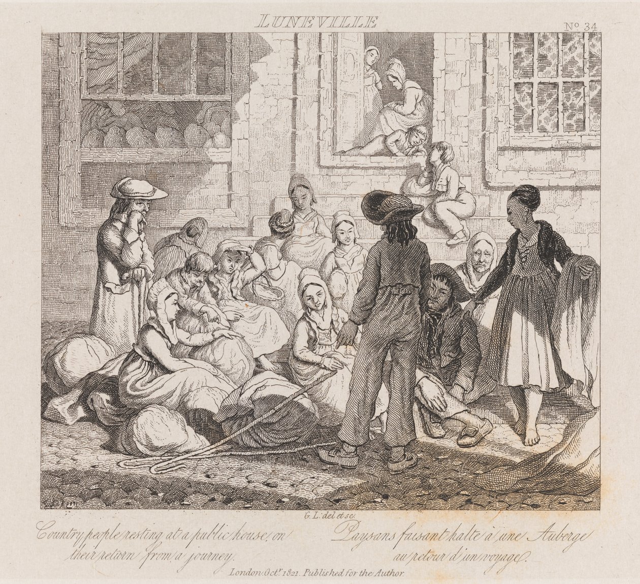 Peasants Resting, Luneville, ca 1821 (etsning) av George Robert Lewis
