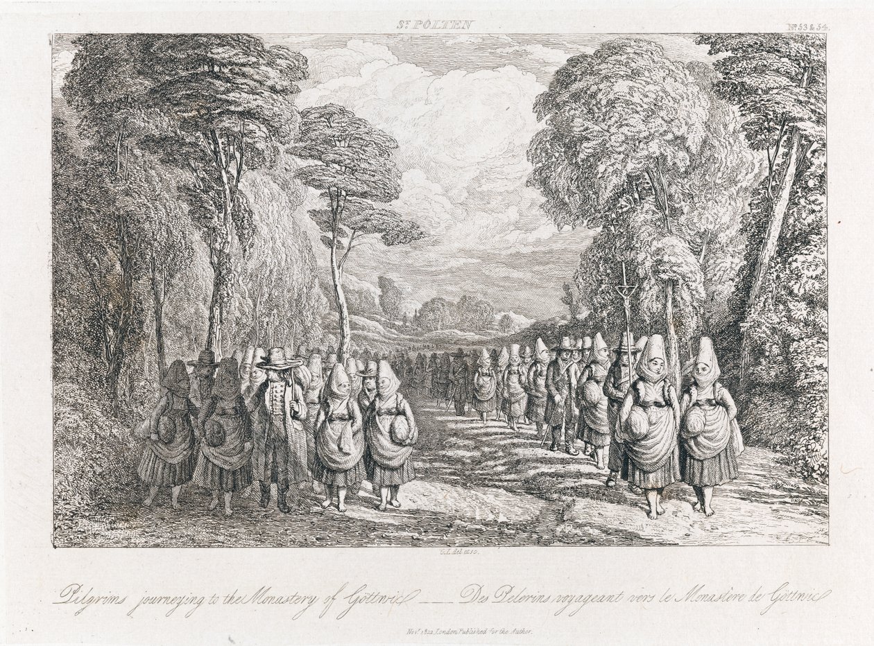 St. Polten - Pilgrimer, ca 1821 (etsning) av George Robert Lewis