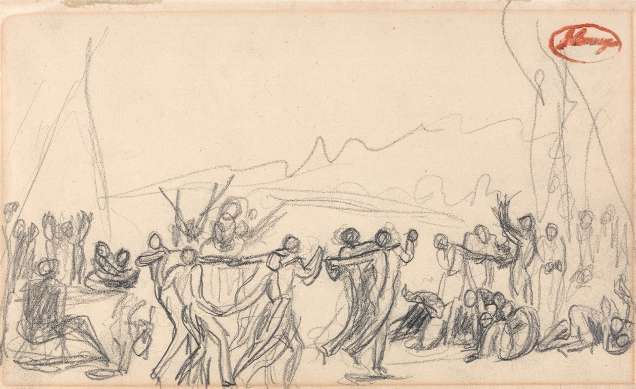 En bacchanalisk scen (möjligen från tiden före syndafloden) av George Romney