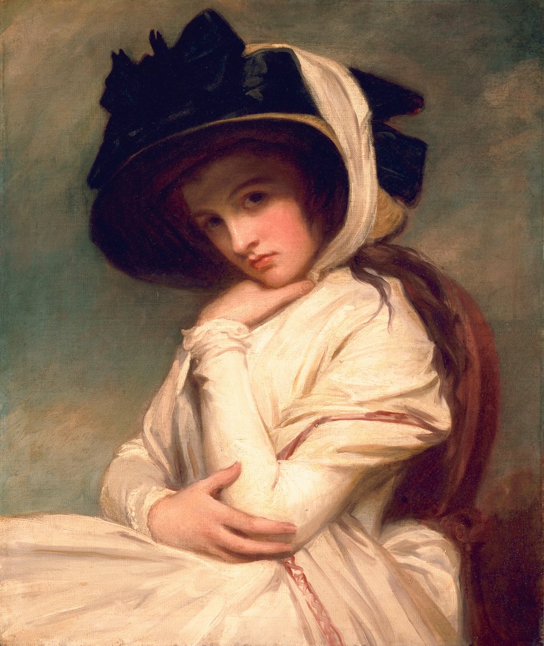 Emma Hart, senare Lady Hamilton, i stråhatt, ca 1782-94 av George Romney
