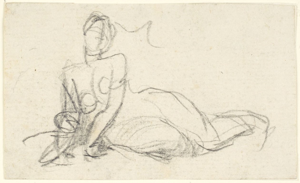 Kvinnlig figur sittande på marken av George Romney