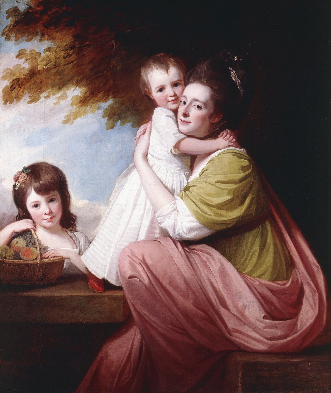 Gruppporträtt av Dorothy Stables och hennes döttrar, Harriet och Maria, trekvartslångt, 1777-78 av George Romney