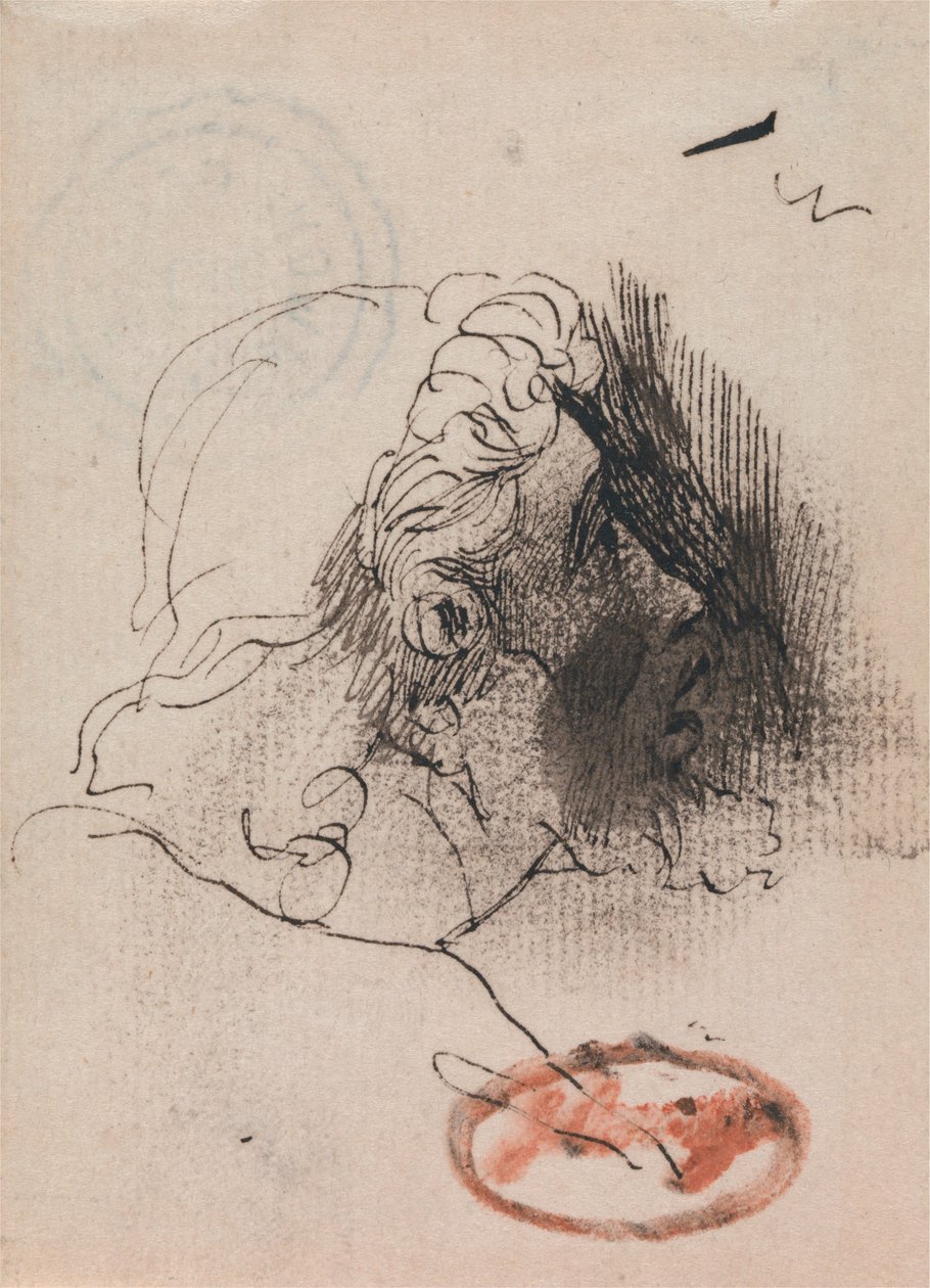En mans huvud i profil av George Romney