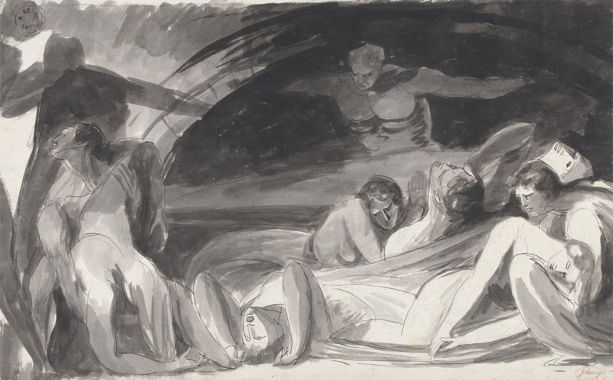 Howard besöker ett fängelse (penna och bläck och skölj över grafit på lagt papper) av George Romney