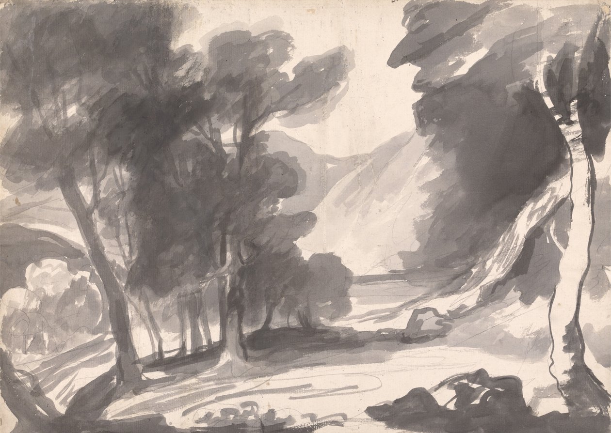 Landskapsstudie: Dunge, sjö och berg av George Romney